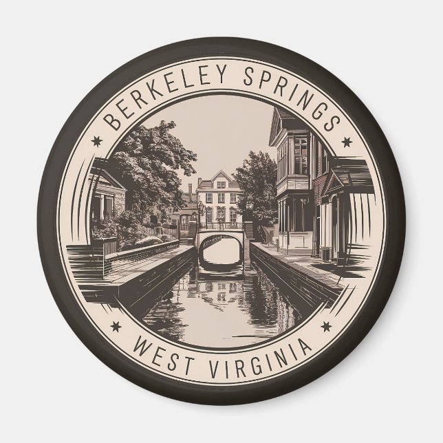 Imã Ilustração de Berkeley Springs West Virginia (Frente)