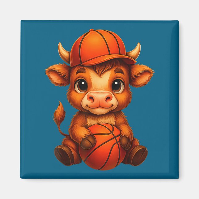 Imã Ilustração de Bezerro de Basquete de Vaca das Terr (Frente)
