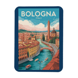 Ímã Ilustração de Bolonha Itália Arte de Viagem Vintag