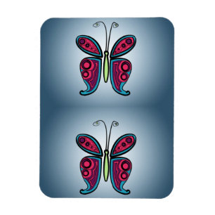 Ímã Ilustração de borboleta azul