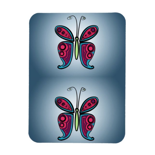 Ímã Ilustração de borboleta azul (Vertical)