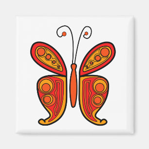Imã Ilustração de borboleta laranja