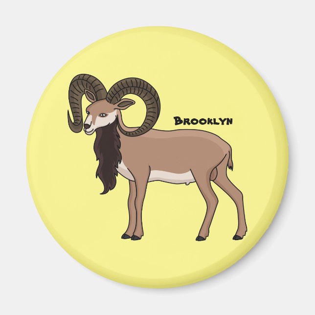 Imã Ilustração de cabra Mouflon (Frente)