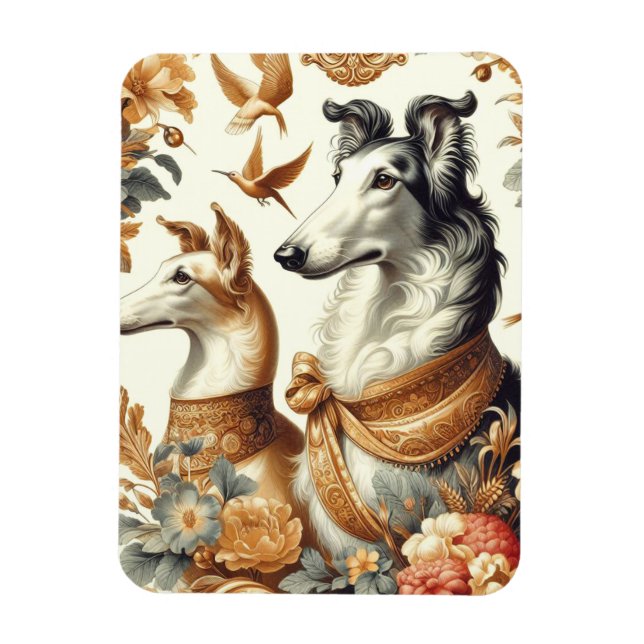 Ímã Ilustração de Cachorro Borzoi Vintage (Vertical)