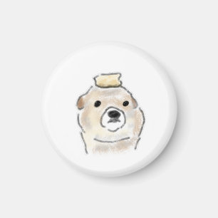 Imã Ilustração de cachorro com cabeça de manteiga fofa