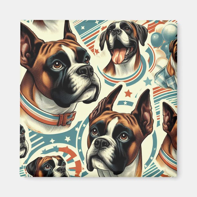 Imã Ilustração de Cachorro Invisível Vintage (Frente)