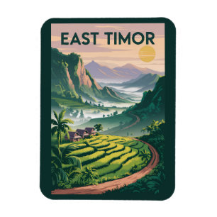 Ímã Ilustração de Campos do Timor-Leste Viagem Arte Vi
