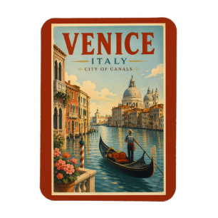 Ímã Ilustração de Canais de Veneza Itália Arte de Viag