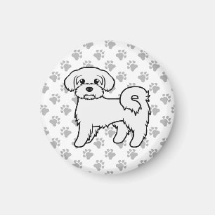 Imã Ilustração de Cão de Cartoon Cortado Maltês