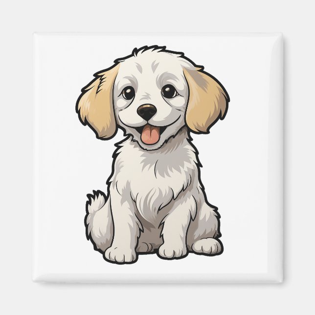 Imã Ilustração de cão de desenho animado (Frente)