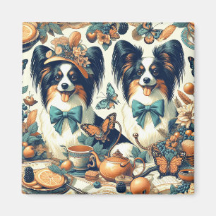 Imã Ilustração de Cão Papillon Bonito