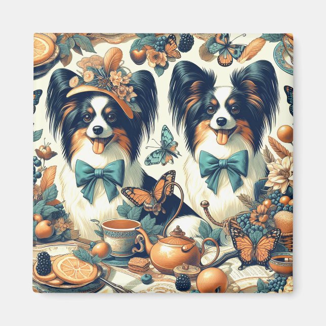 Imã Ilustração de Cão Papillon Bonito (Frente)