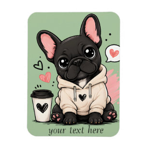 Ímã Ilustração de Capuz de French Bulldog Fofo Persona