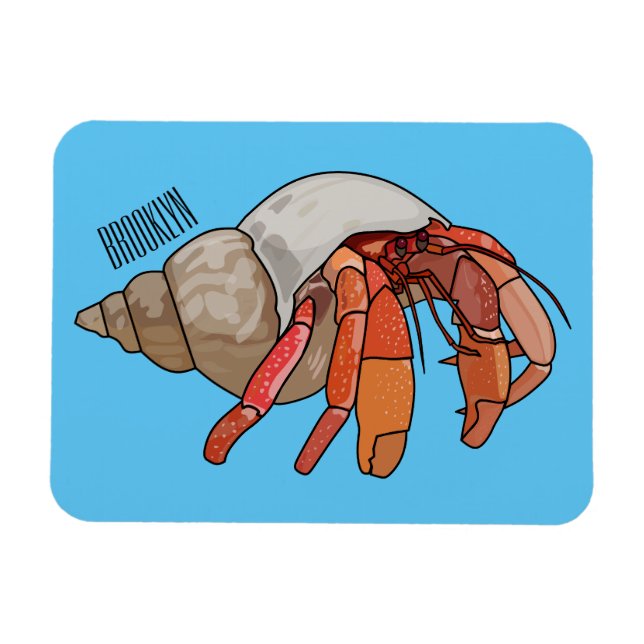 Ímã Ilustração de cartoon de caranguejo eremita (Horizontal)