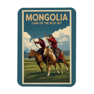 Ímã Ilustração de Cavaleiros da Mongólia Arte de Viage