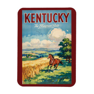 Ímã Ilustração de Cavalos de Kentucky Arte de Viagem V