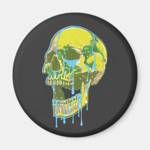 Imã Ilustração de Caveira com Neon Pingando – Arte Gru