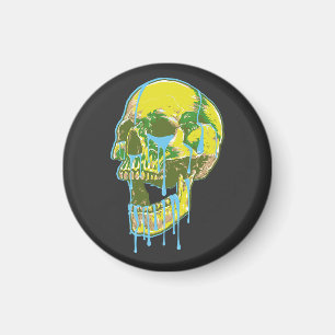 Imã Ilustração de Caveira com Neon Pingando – Arte Gru