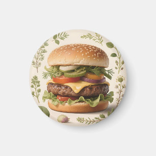 Imã Ilustração de Cheeseburger Gourmet