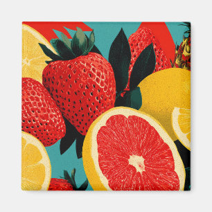 Imã Ilustração de Colagem de Fruta de Arte pop