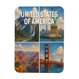 Ímã Ilustração de colagem dos Estados Unidos Arte de V