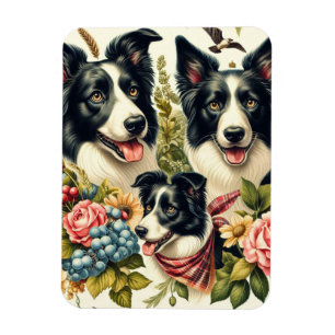 Ímã Ilustração de Collie de Borda Vintage