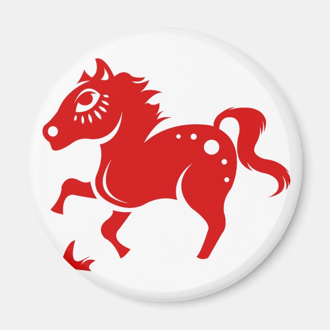 IMÃ ILUSTRAÇÃO DE CORTE DE CAVALO ZODIÁTICO CHINÊS (Frente)
