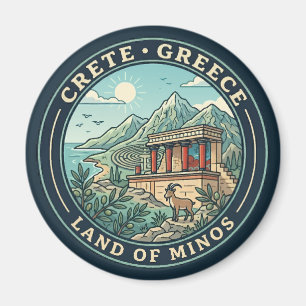 Imã Ilustração de Creta Grécia Arte de Viagem Emblema