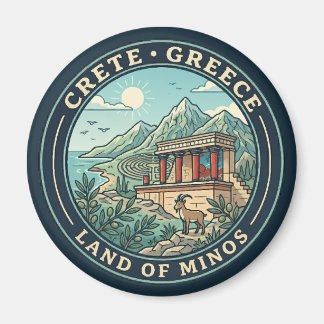 Imã Ilustração de Creta Grécia Arte de Viagem Emblema