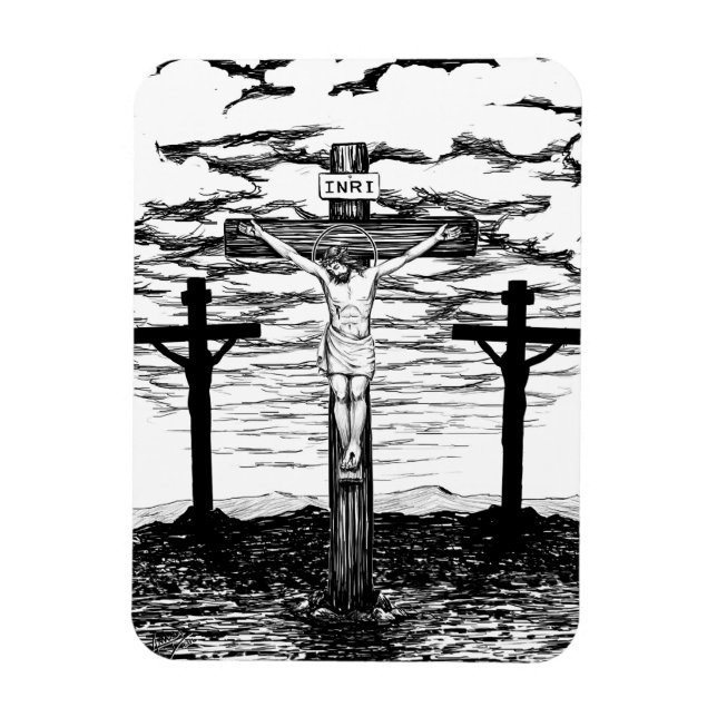 Ímã Ilustração de Crucificação por Amanda Diehl (Vertical)
