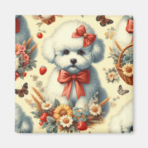 Imã Ilustração de Cute Vintage Bichon Frisé