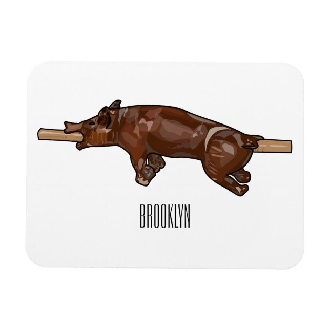 Ímã Ilustração de desenho animado assado/assado porcin (Horizontal)