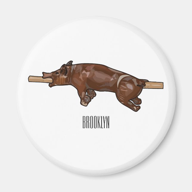 Imã Ilustração de desenho animado assado/assado porcin (Frente)