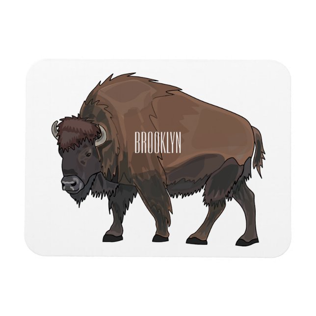 Ímã Ilustração de desenho animado Bison (Horizontal)