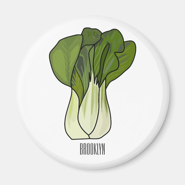 Imã Ilustração de desenho animado Bok choy (Frente)