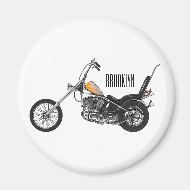 Imã Ilustração de desenho animado Chopper Motorcycle 1 (Frente)