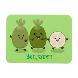 Ímã Ilustração de desenho animado com abacaxi guava 