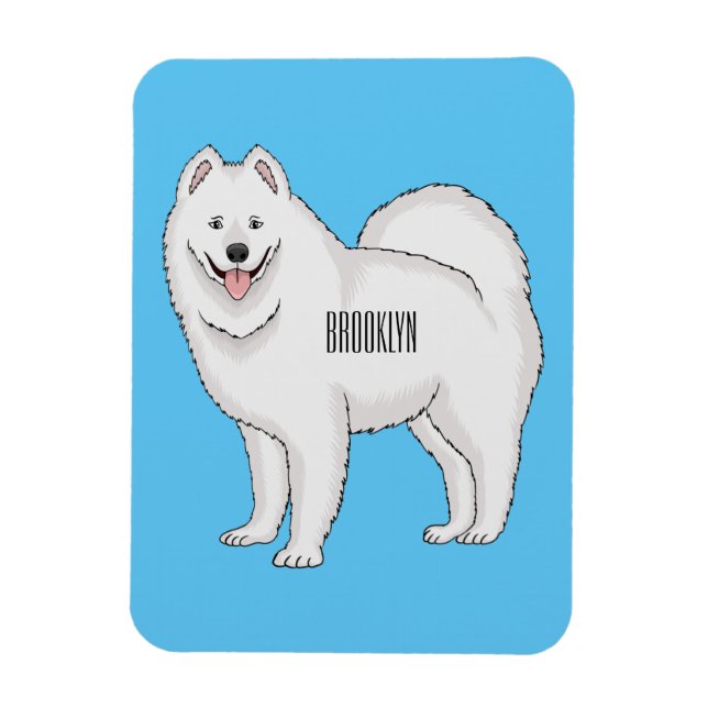 Ímã Ilustração de desenho animado com cão Samoyed (Vertical)