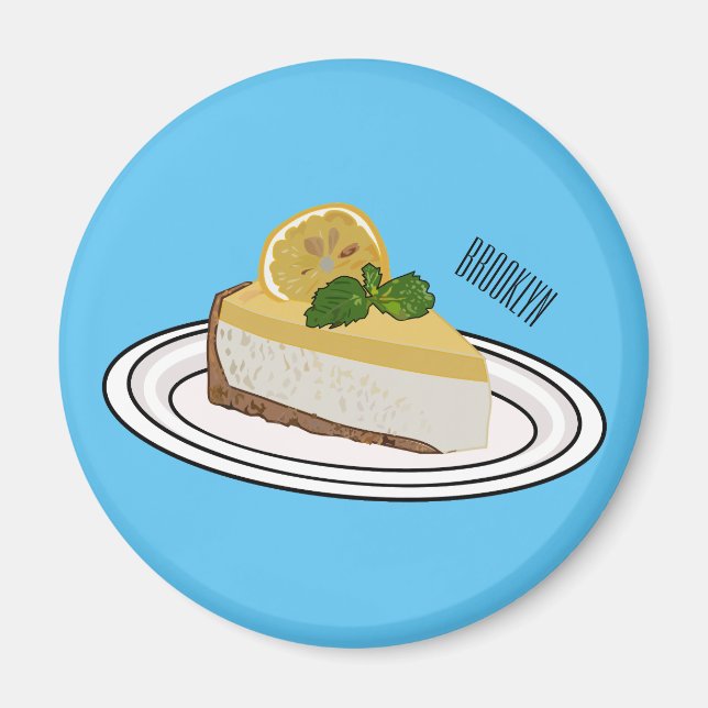 Imã Ilustração de desenho animado com queijo limão (Frente)