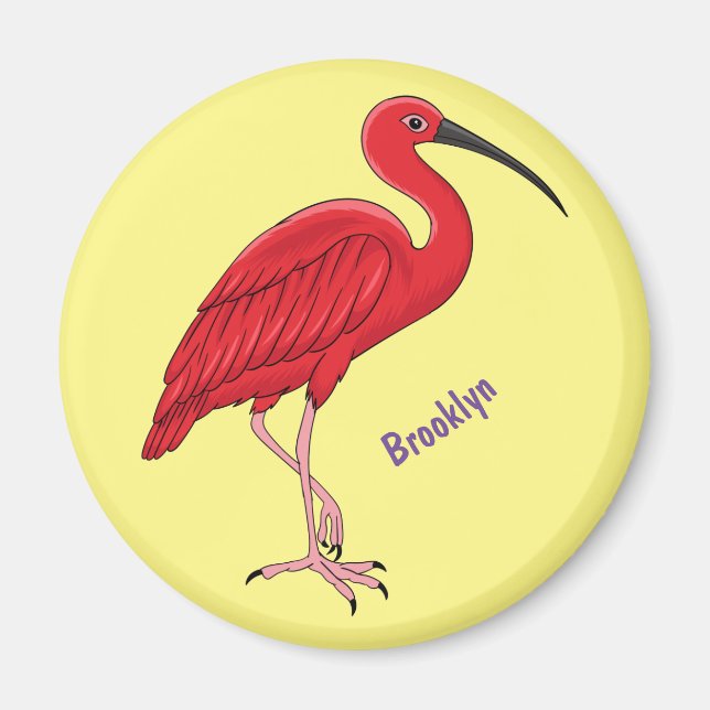 Imã Ilustração de desenho animado de aves Scarlet ibis (Frente)