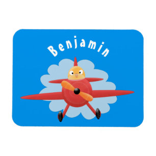 Ímã Ilustração de desenho animado de avião vermelho