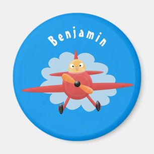 Imã Ilustração de desenho animado de avião vermelho-vo