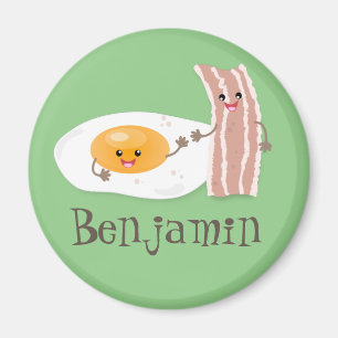 Imã Ilustração de desenho animado de bacon e ovo caw