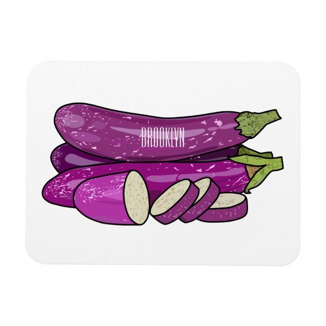 Ímã Ilustração de desenho animado de beringela (Horizontal)