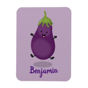 Ímã Ilustração de desenho animado de beringela feliz
