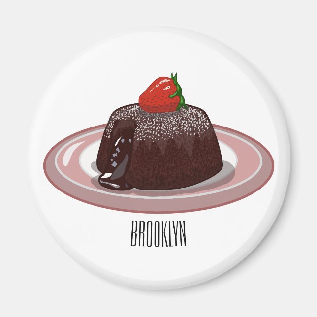 Imã Ilustração de desenho animado de bolo de lava de c (Frente)