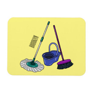 Ímã Ilustração de desenho animado de Broom & mop