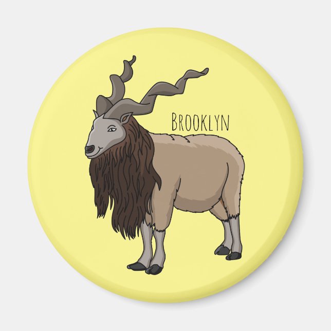 Imã Ilustração de desenho animado de cabra Markhor (Frente)