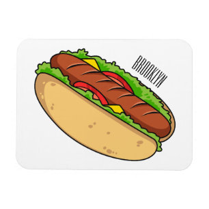 Ímã Ilustração de desenho animado de cachorro quente