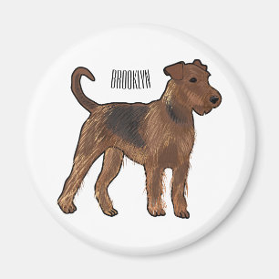 Imã Ilustração de desenho animado de cão Airedale terr